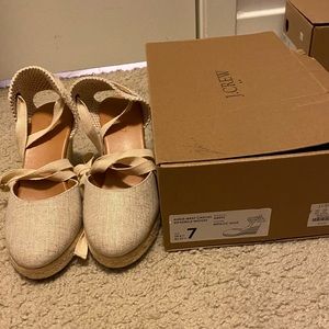 Ankle Wrap Canvas Espadrille Wedges